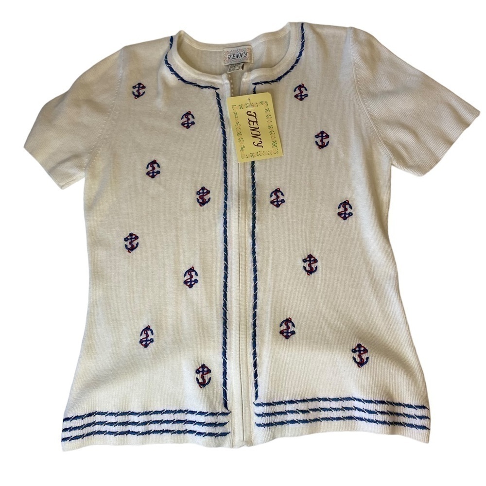 Nwy Jenny sweater anchor designcoastal grandma style size small